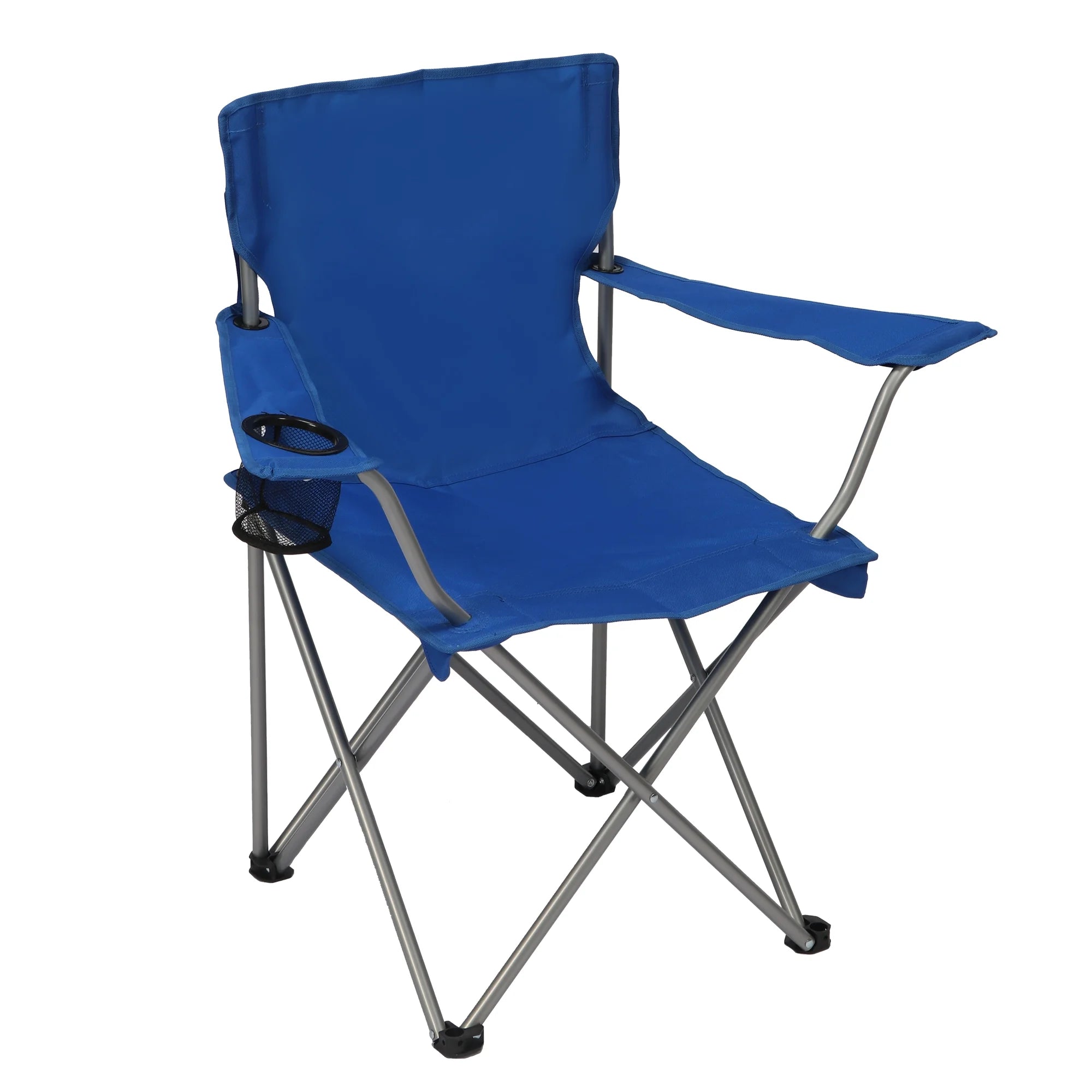 Ultimate Comfort Blue Quad Folding Camp Chair with Built-In Cup Holder for Outdoor Adventures