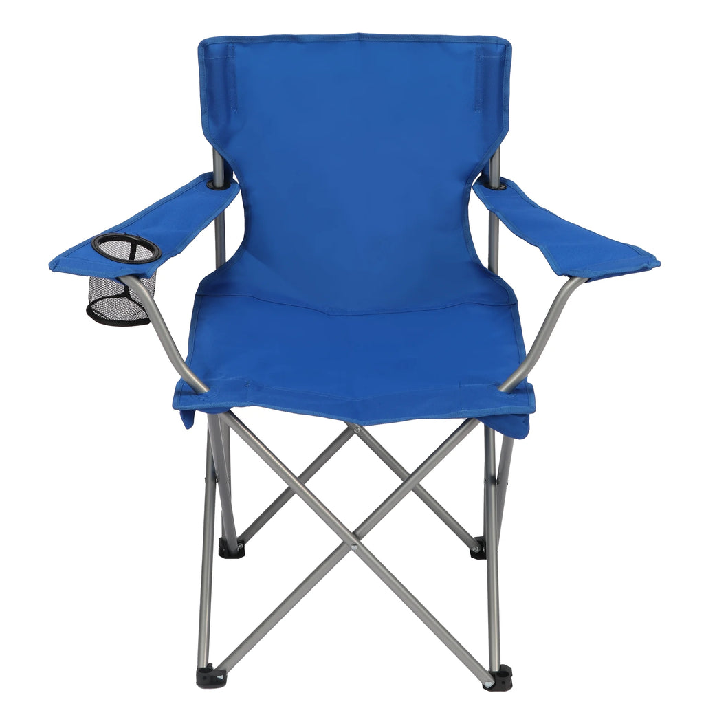 Ultimate Comfort Blue Quad Folding Camp Chair with Built-In Cup Holder for Outdoor Adventures
