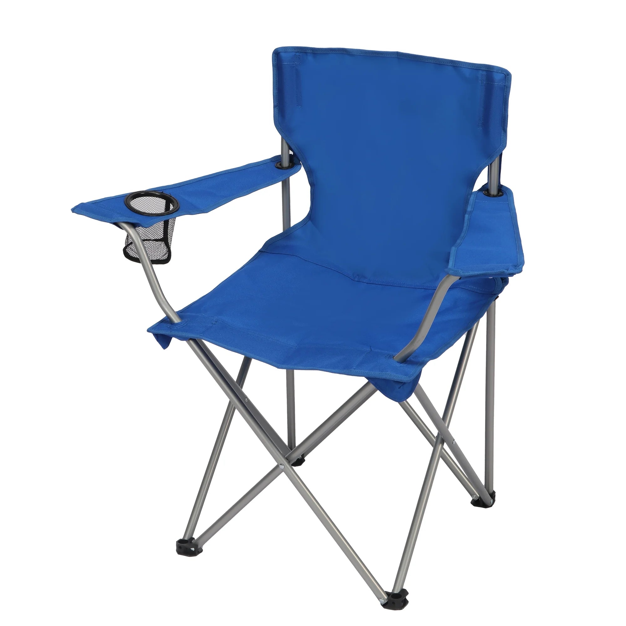 Ultimate Comfort Blue Quad Folding Camp Chair with Built-In Cup Holder for Outdoor Adventures