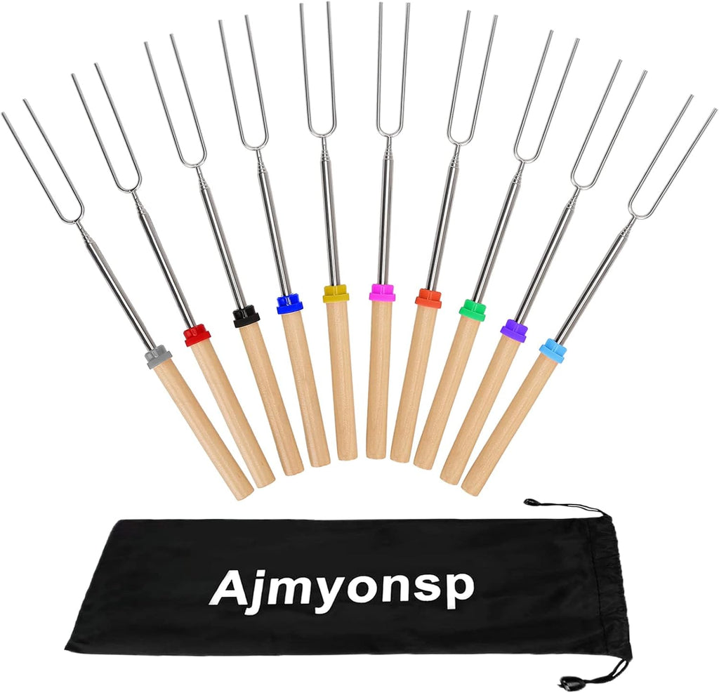 32-Inch Extendable Marshmallow Roasting Sticks - Set of 8 Colorful Telescoping Skewers for Perfectly Toasted S'mores and Hot Dogs at Campfires and Fire Pits