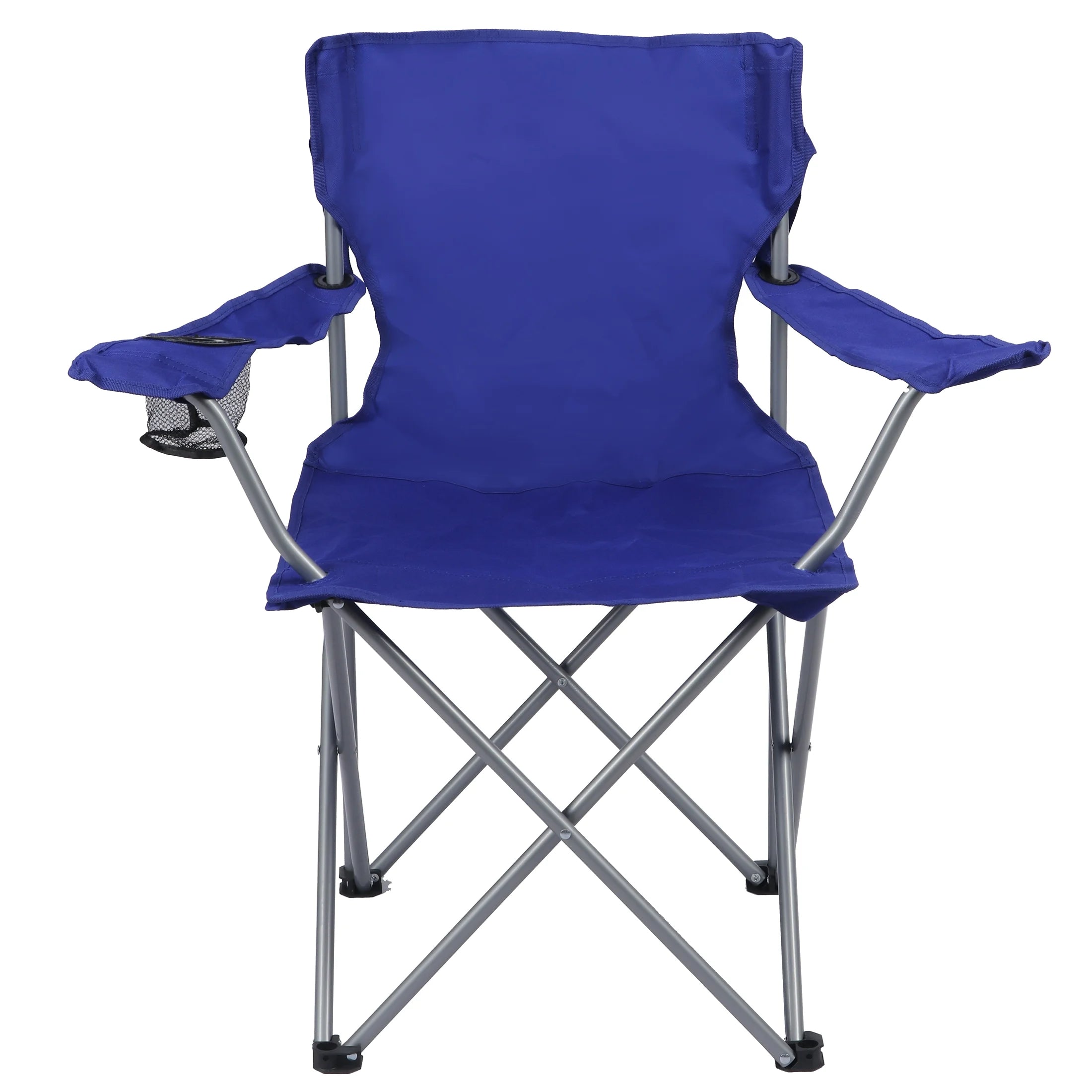 Ultimate Comfort Blue Quad Folding Camp Chair with Built-In Cup Holder for Outdoor Adventures