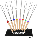 32-Inch Extendable Marshmallow Roasting Sticks - Set of 8 Colorful Telescoping Skewers for Perfectly Toasted S'mores and Hot Dogs at Campfires and Fire Pits