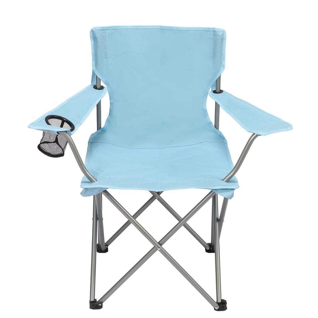 Ultimate Comfort Blue Quad Folding Camp Chair with Built-In Cup Holder for Outdoor Adventures