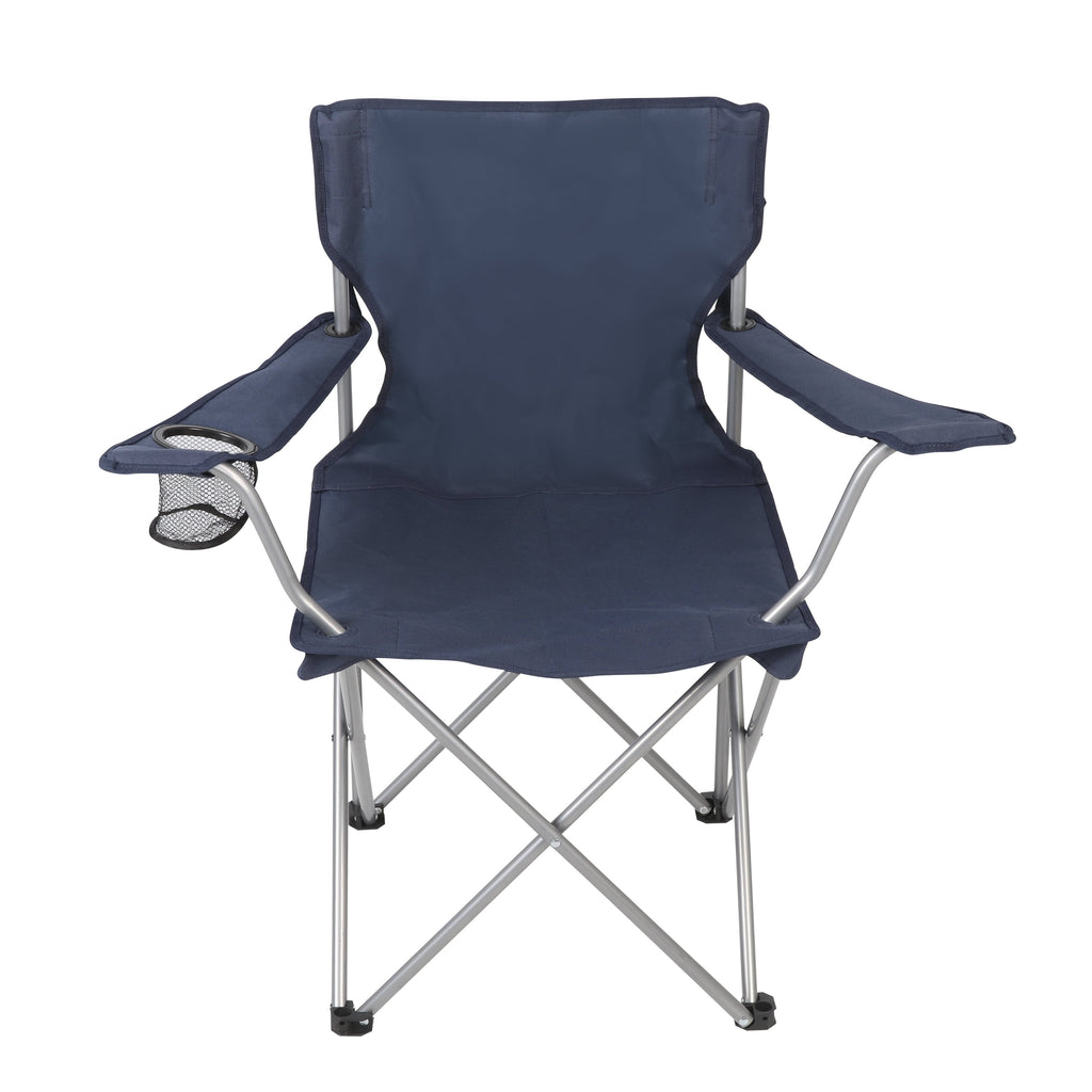 Ultimate Comfort Blue Quad Folding Camp Chair with Built-In Cup Holder for Outdoor Adventures