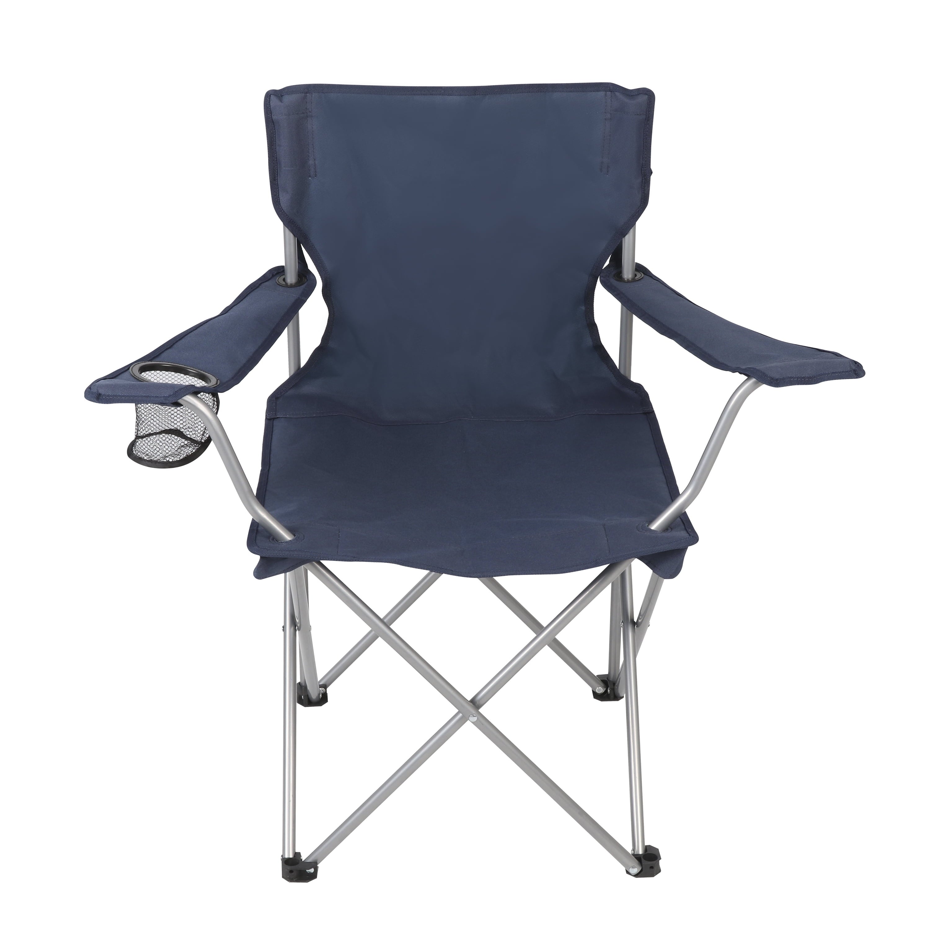 Ultimate Comfort Blue Quad Folding Camp Chair with Built-In Cup Holder for Outdoor Adventures