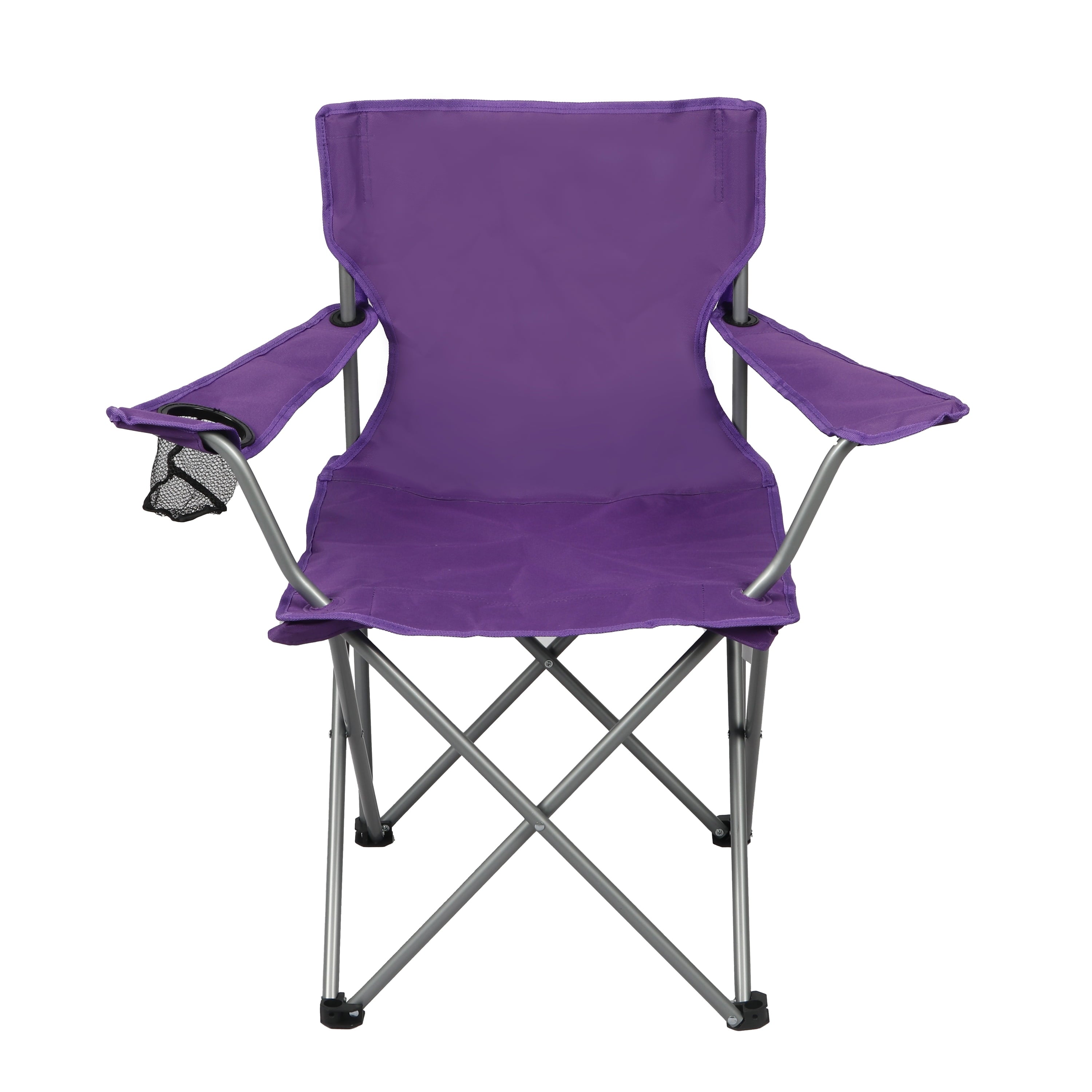 Ultimate Comfort Blue Quad Folding Camp Chair with Built-In Cup Holder for Outdoor Adventures