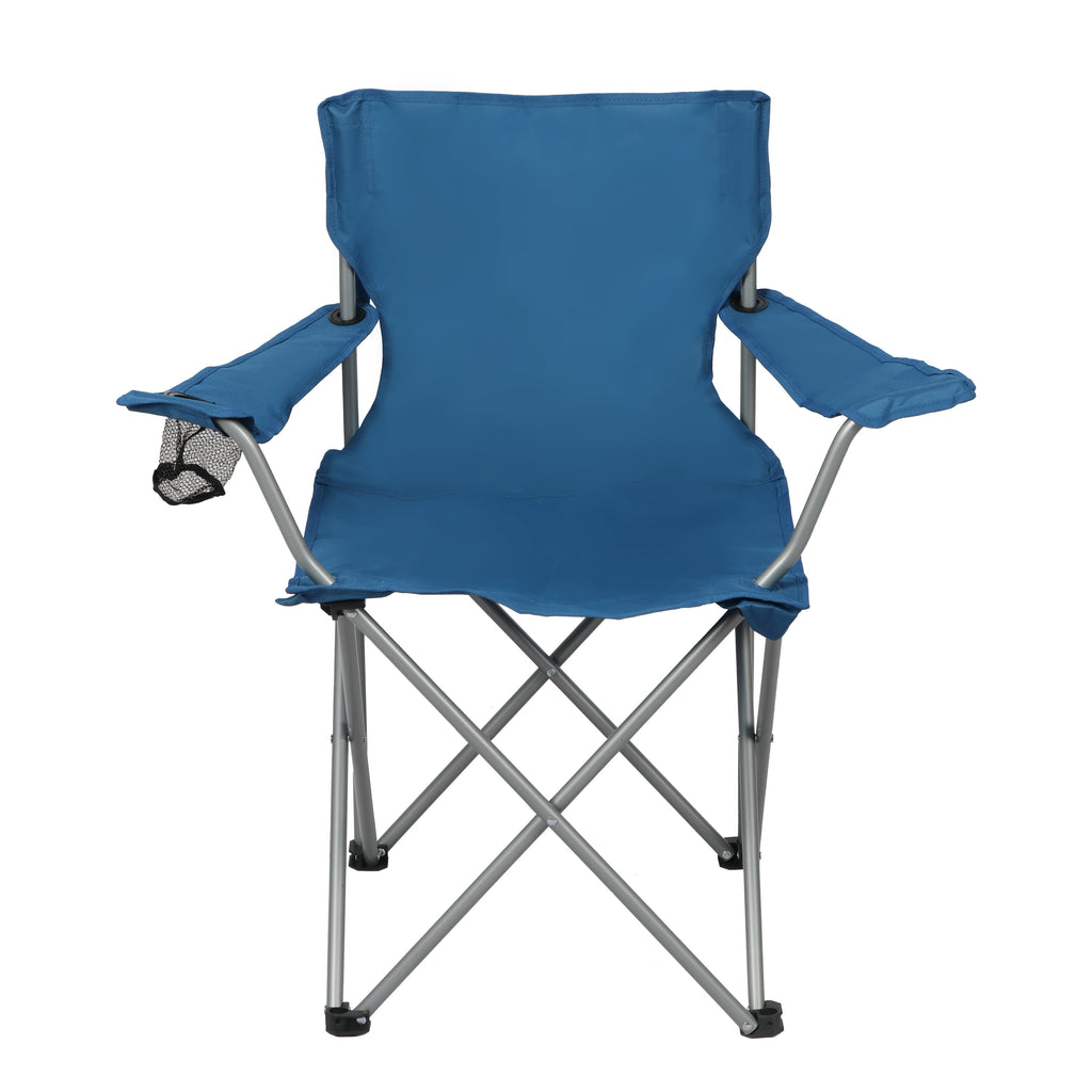 Ultimate Comfort Blue Quad Folding Camp Chair with Built-In Cup Holder for Outdoor Adventures