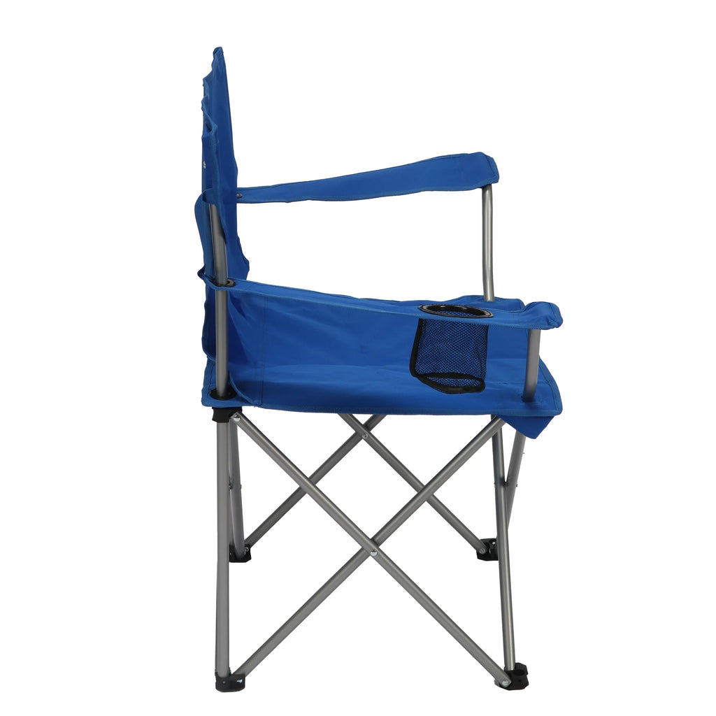 Ultimate Comfort Blue Quad Folding Camp Chair with Built-In Cup Holder for Outdoor Adventures