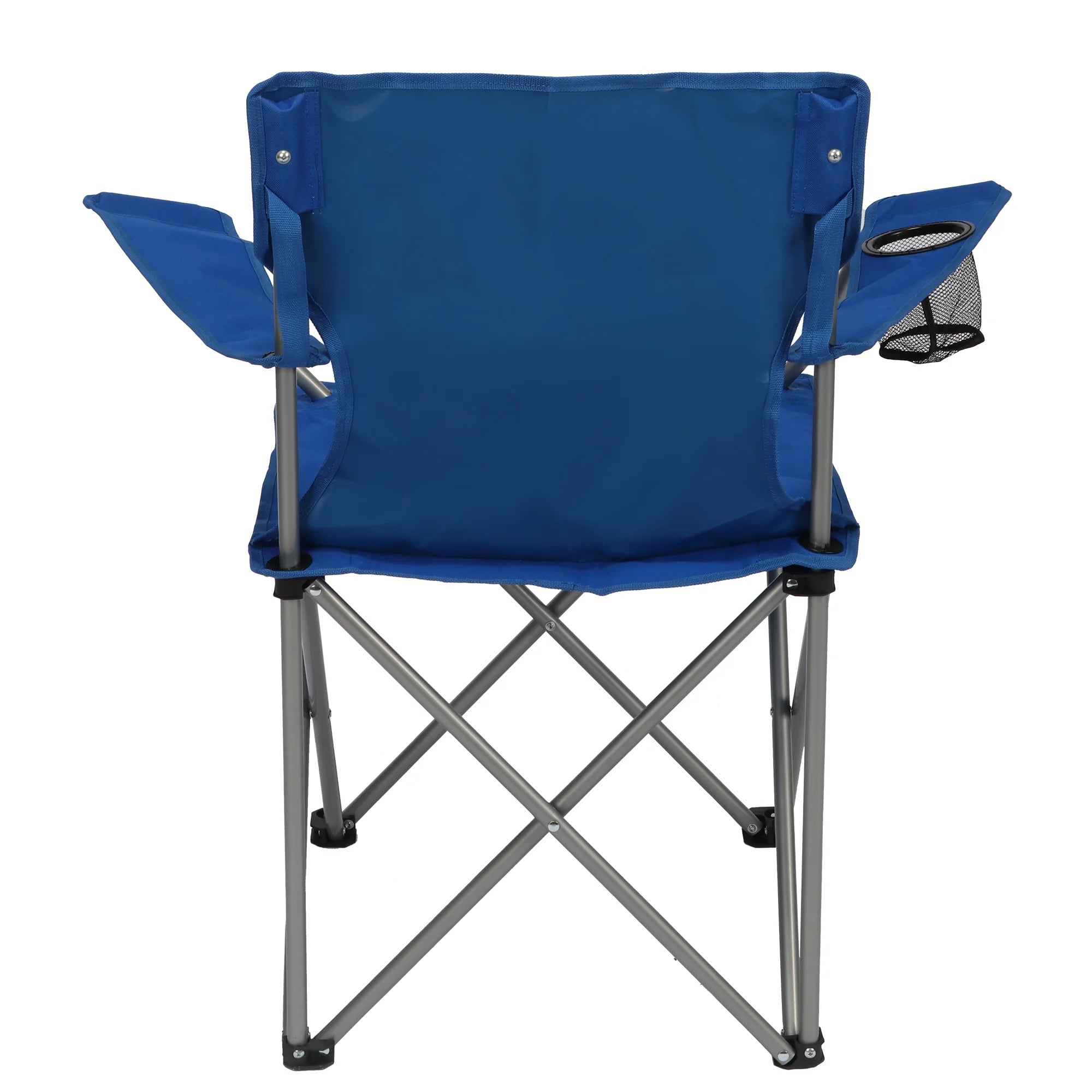 Ultimate Comfort Blue Quad Folding Camp Chair with Built-In Cup Holder for Outdoor Adventures