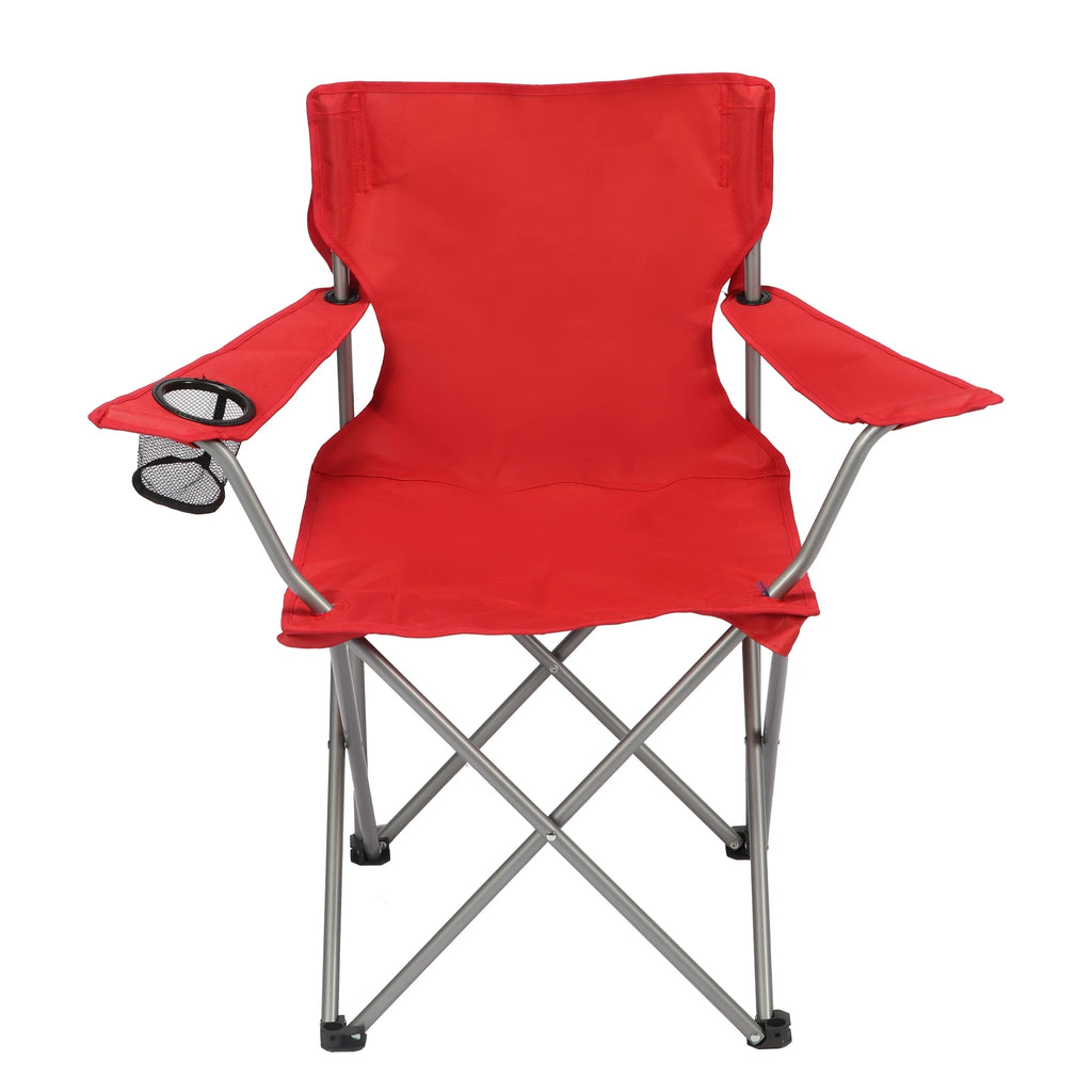 Ultimate Comfort Blue Quad Folding Camp Chair with Built-In Cup Holder for Outdoor Adventures